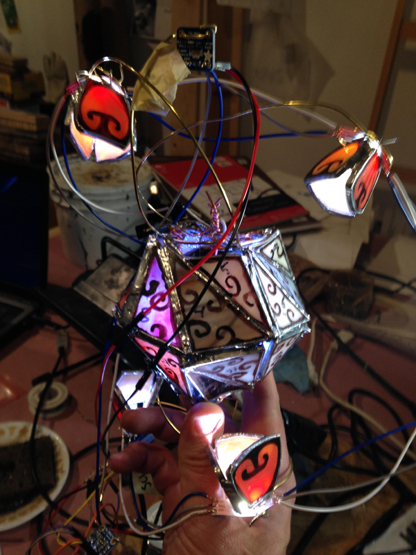 stained glass with LED lighting and light sensor